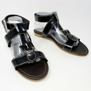 Wanted Cool Sandals Black Buckle T Strap Sandals